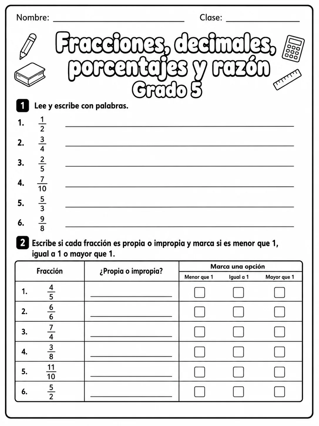 5.º grado - porcentajes - Paquete de fichas