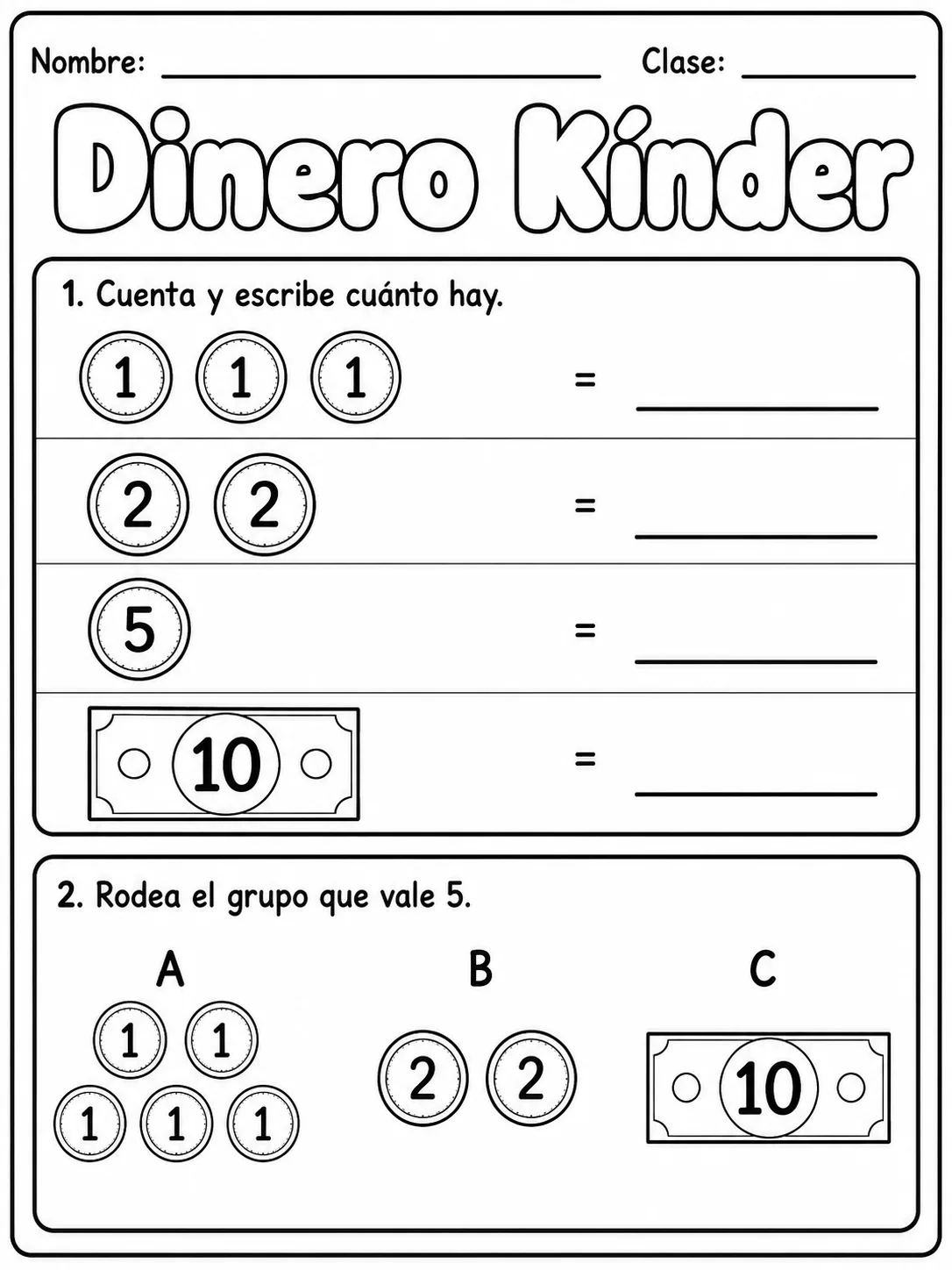 Dinero Kinder - Kindergarten - Conjunto 3