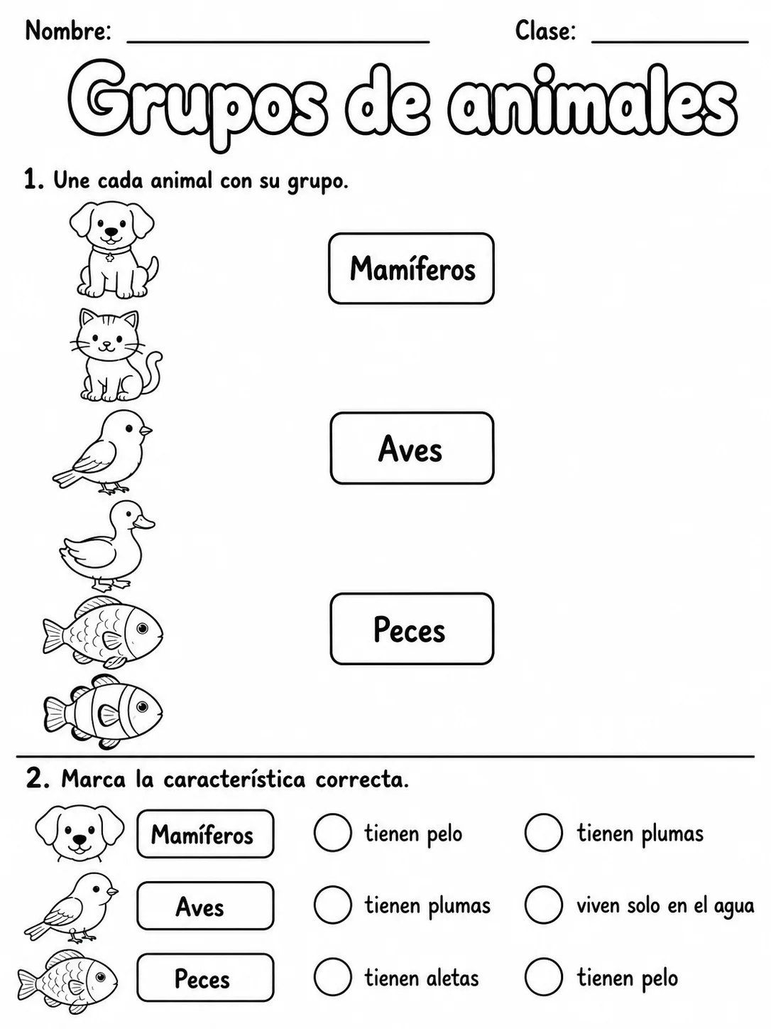 3.º grado - animales y hábitats - Paquete de fichas - Conjunto 4