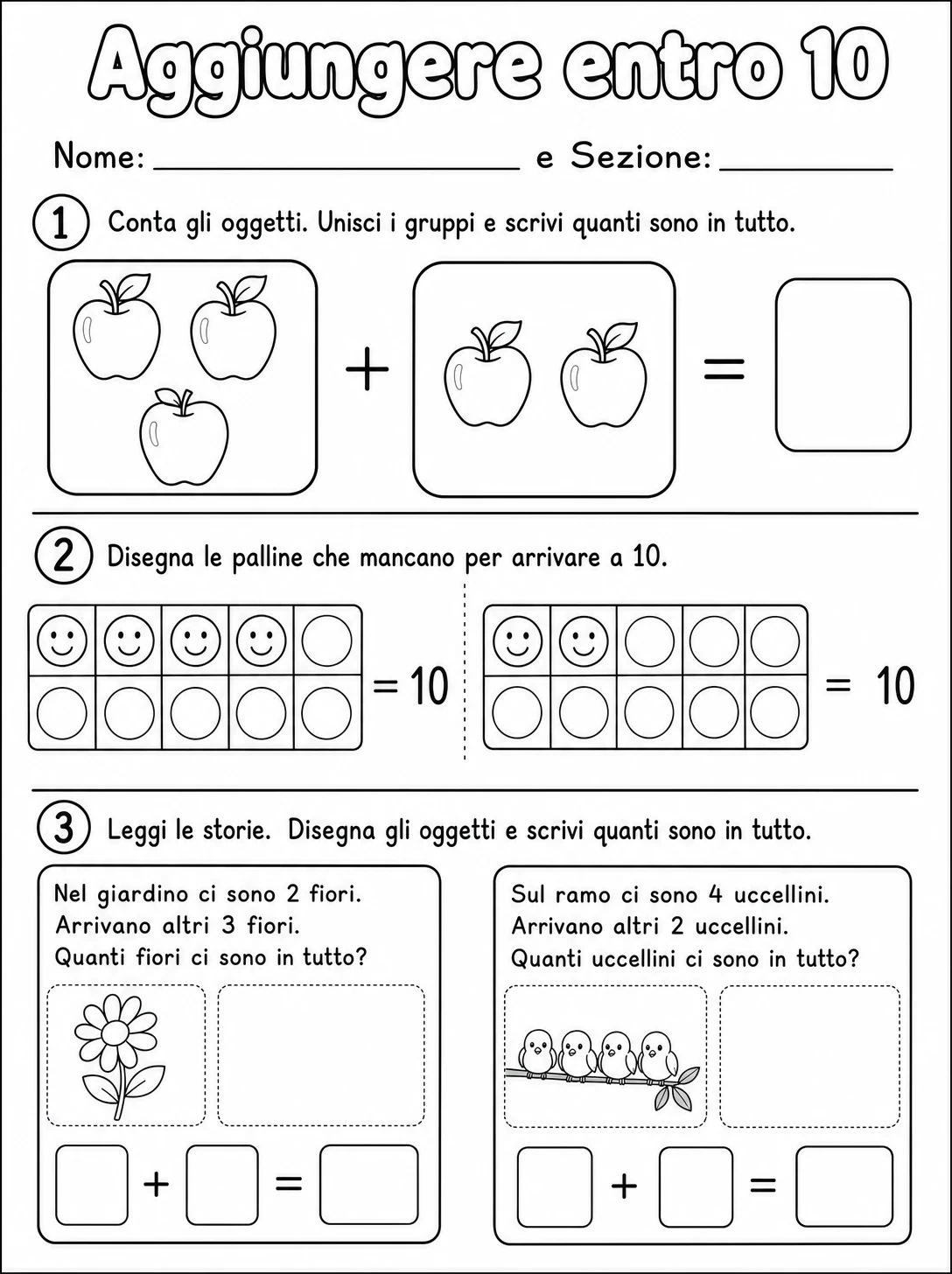 Aggiungere entro 10 - Scuola dell'infanzia