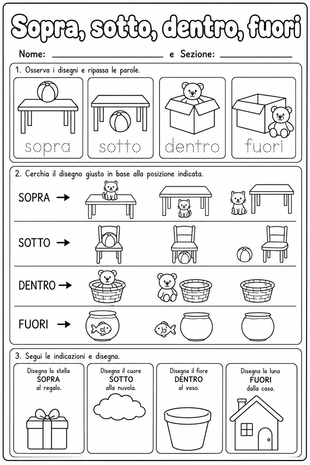 Sopra, sotto, dentro, fuori - Scuola dell'infanzia