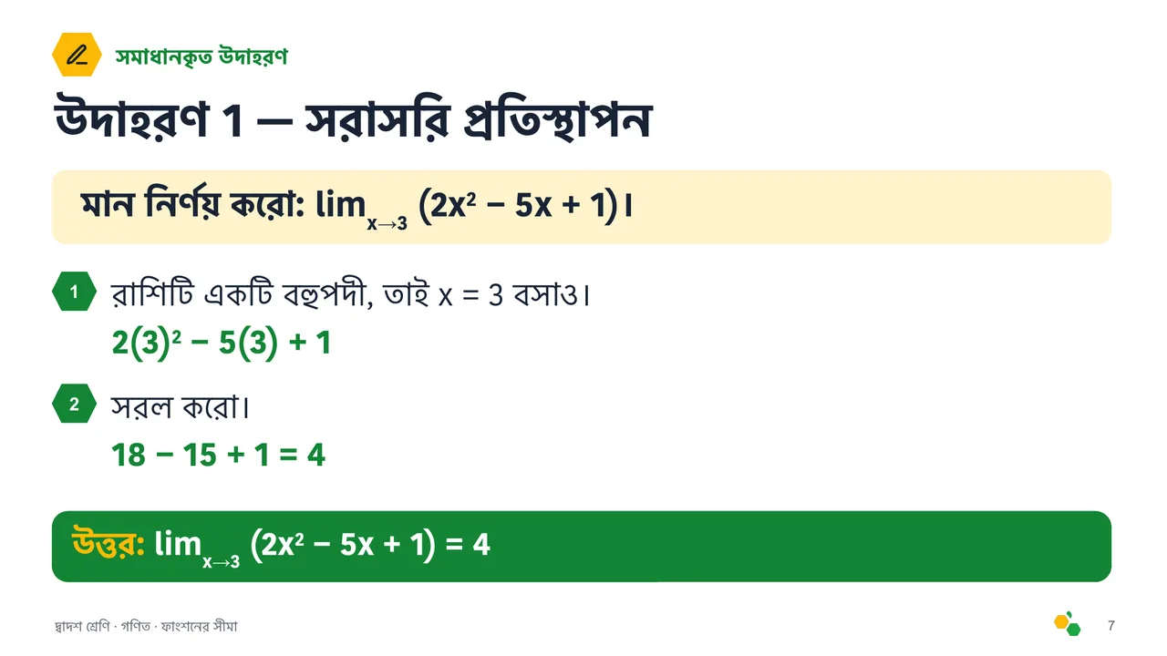 ফাংশনের সীমা — স্লাইড 8