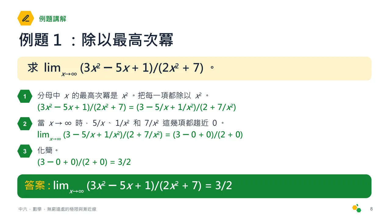 無窮遠處的極限與漸近線 — 第 9 張投影片