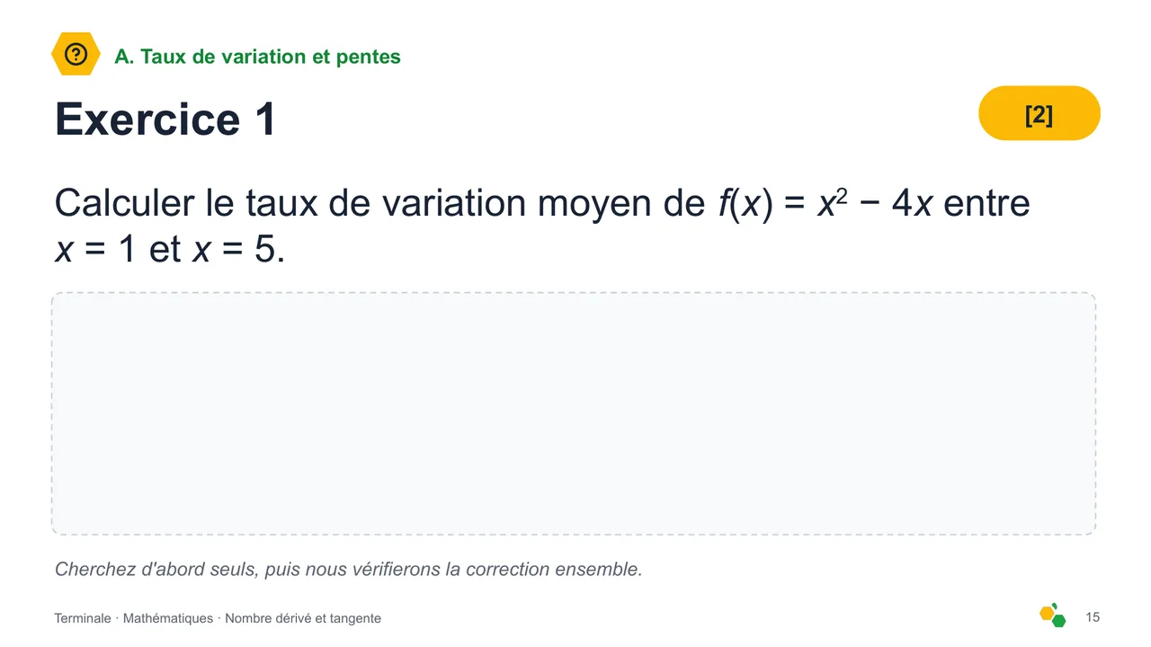 Nombre dérivé et tangente — Diapositive 17