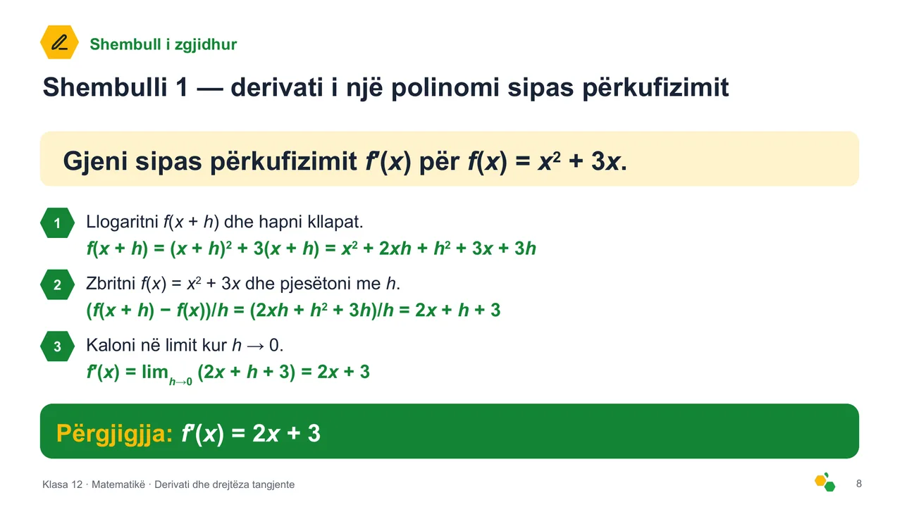 Derivati dhe drejtëza tangjente — Slajdi 9