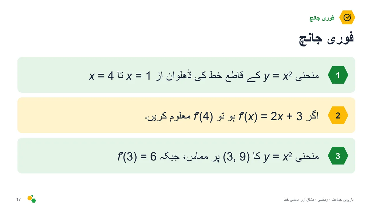مشتق اور مماسی خط — سلائیڈ 18