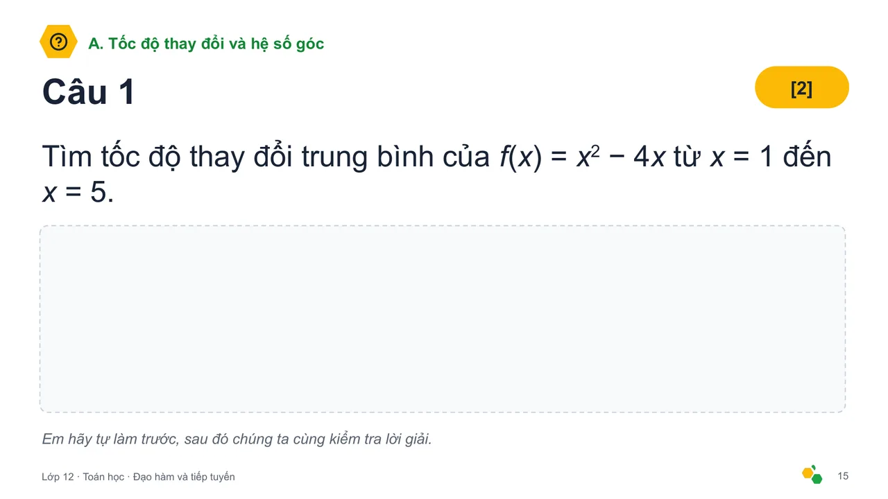 Đạo hàm và tiếp tuyến — Trang chiếu 17
