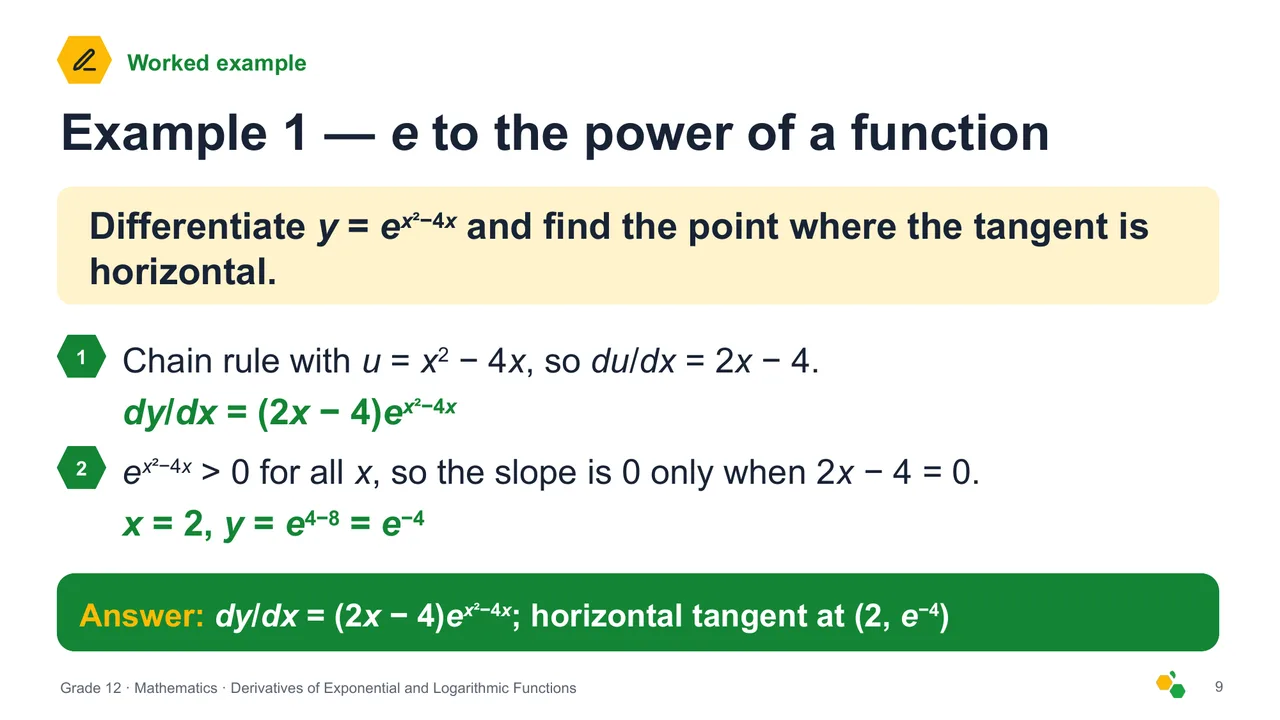 Derivatives of Exponential and Logarithmic Functions — Slide 10