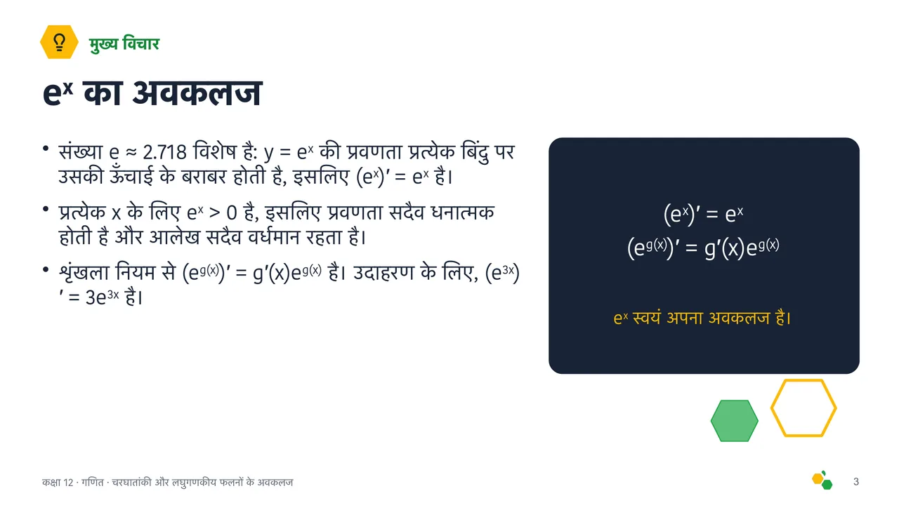 चरघातांकी और लघुगणकीय फलनों के अवकलज — स्लाइड 4