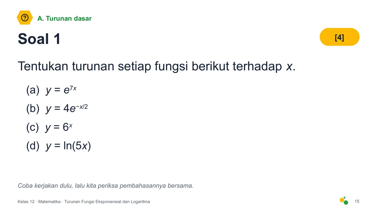 Turunan Fungsi Eksponensial dan Logaritma — Slide ke-17