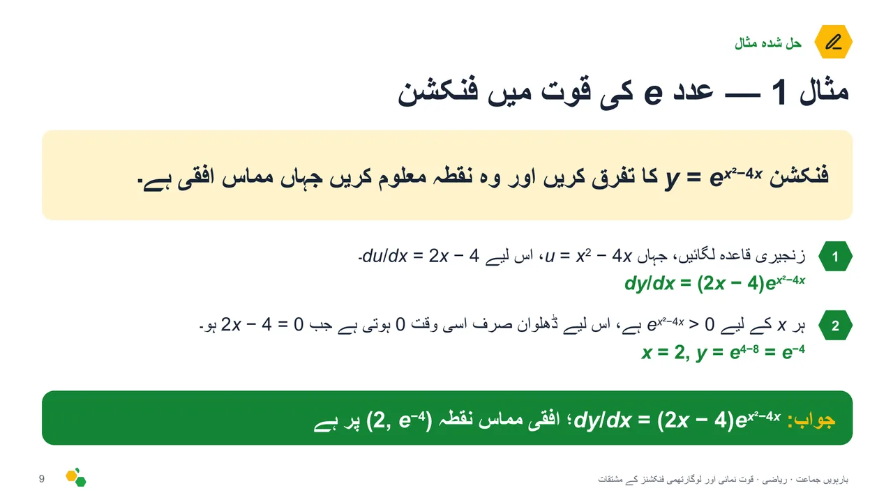 قوت نمائی اور لوگارتھمی فنکشنز کے مشتقات — سلائیڈ 10