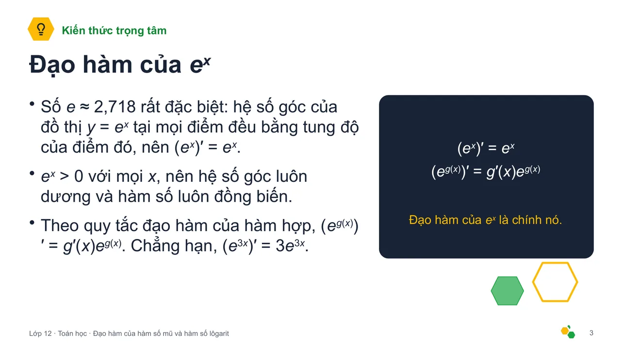 Đạo hàm của hàm số mũ và hàm số lôgarit — Trang chiếu 4