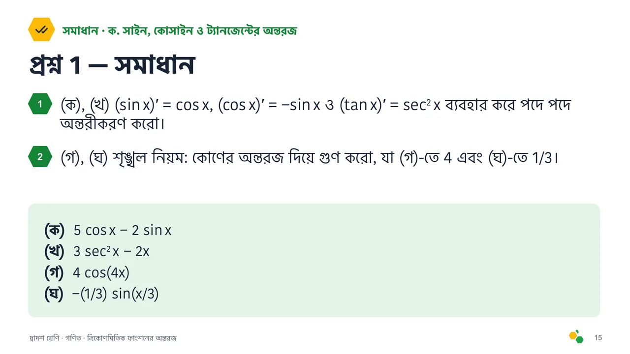 ত্রিকোণমিতিক ফাংশনের অন্তরজ — স্লাইড 17