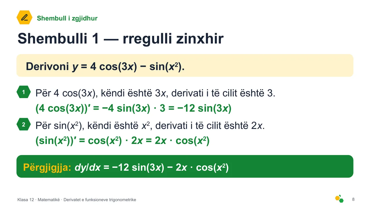 Derivatet e funksioneve trigonometrike — Slajdi 9