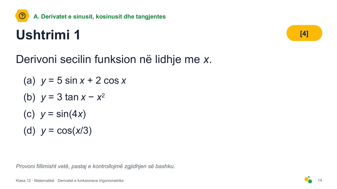 Derivatet e funksioneve trigonometrike — Slajdi 16