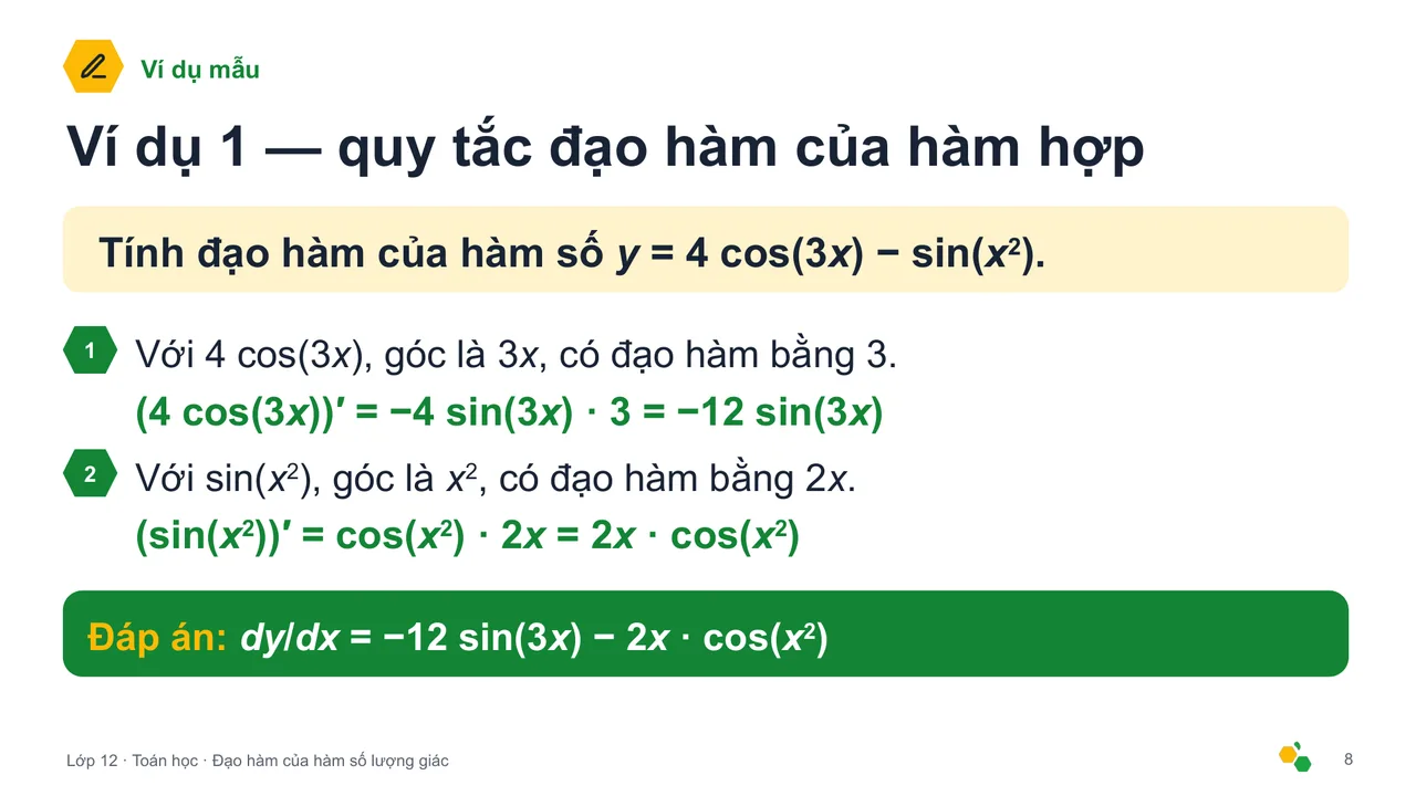 Đạo hàm của hàm số lượng giác — Trang chiếu 9