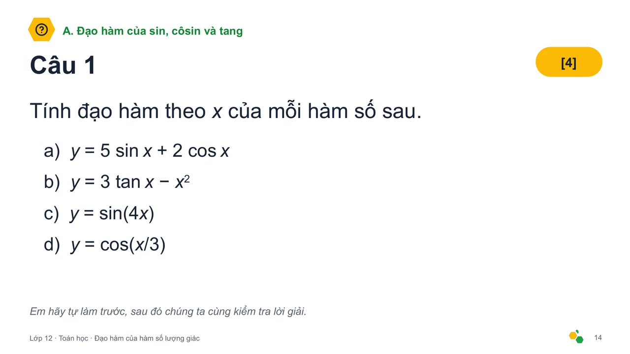 Đạo hàm của hàm số lượng giác — Trang chiếu 16
