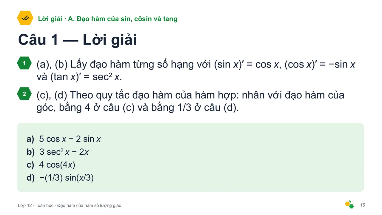 Đạo hàm của hàm số lượng giác — Trang chiếu 17