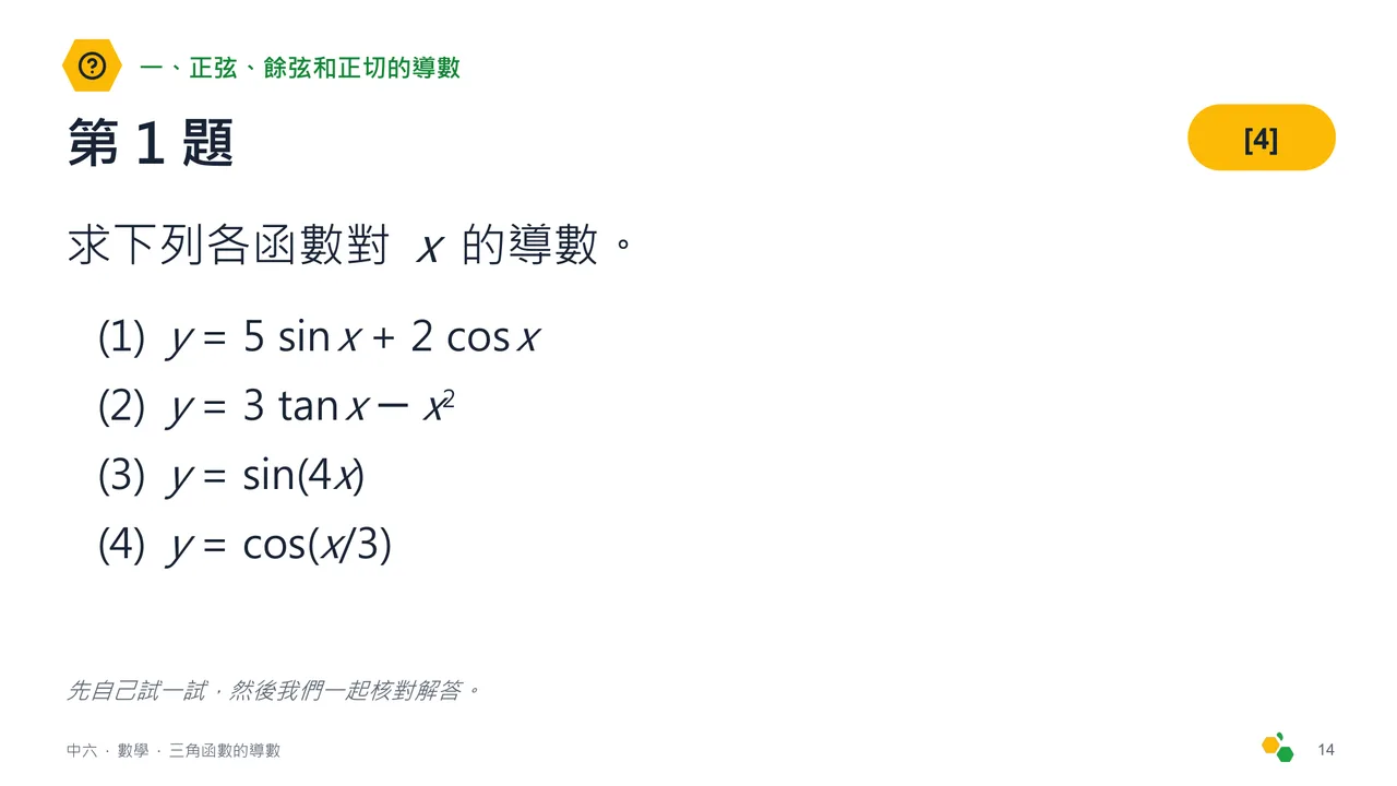 三角函數的導數 — 第 16 張投影片