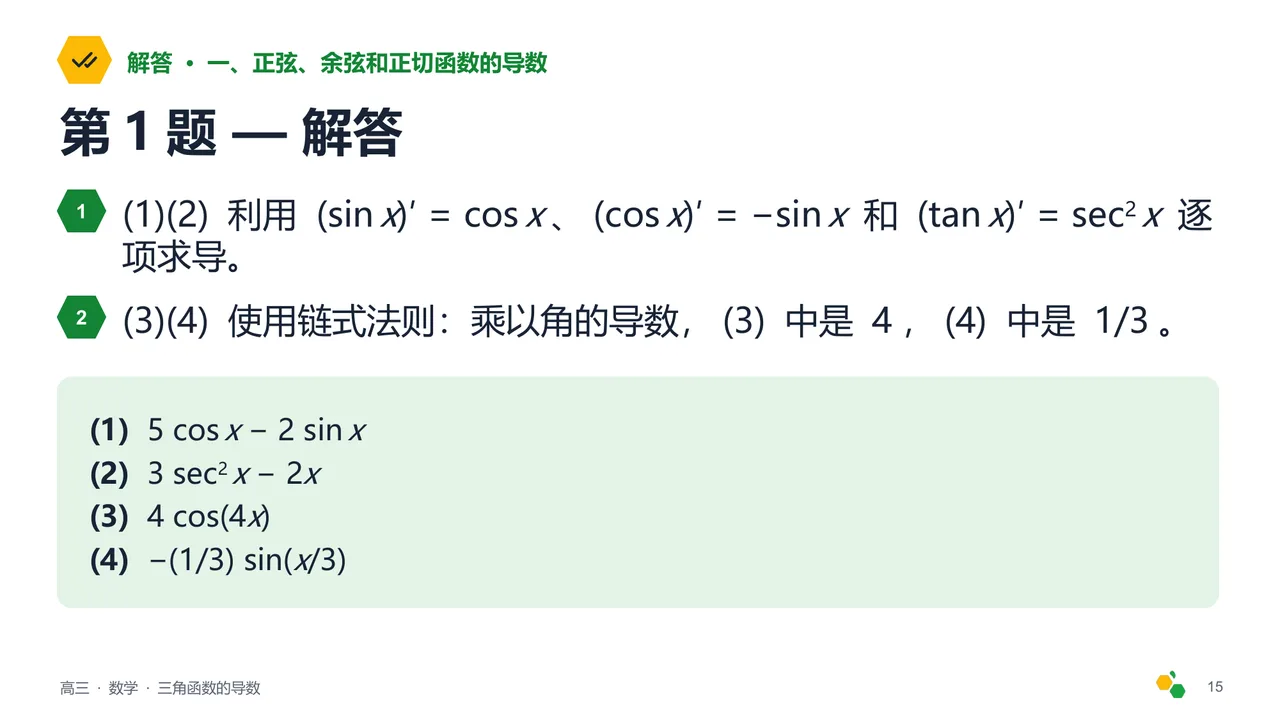 三角函数的导数 — 第 17 页幻灯片