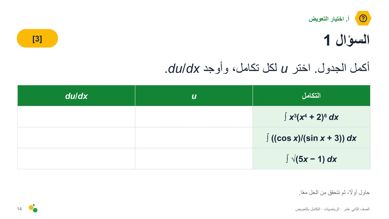 التكامل بالتعويض — الشريحة 16