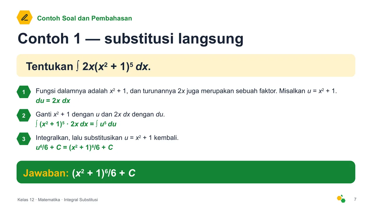 Integral Substitusi — Slide ke-8