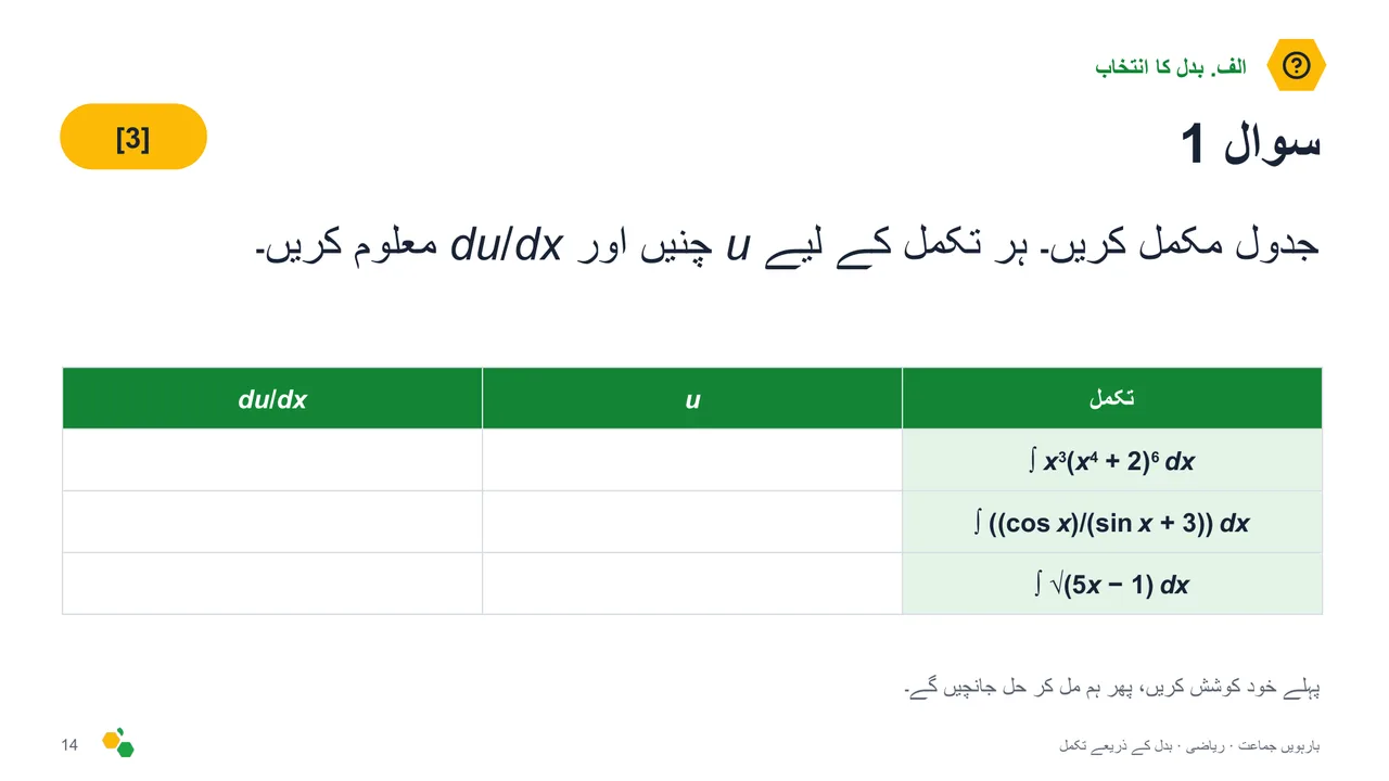 بدل کے ذریعے تکمل — سلائیڈ 16
