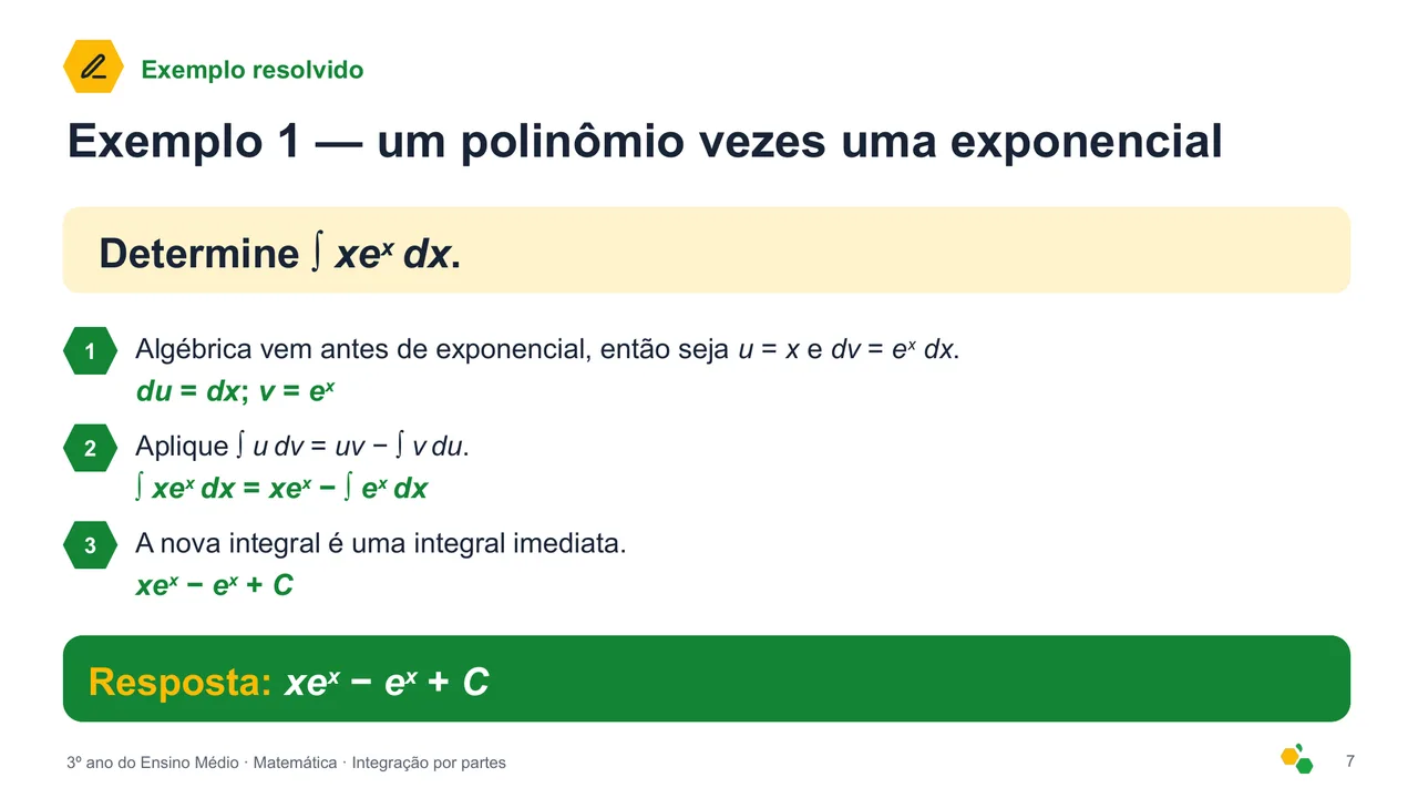 Integração por partes — Slide 8