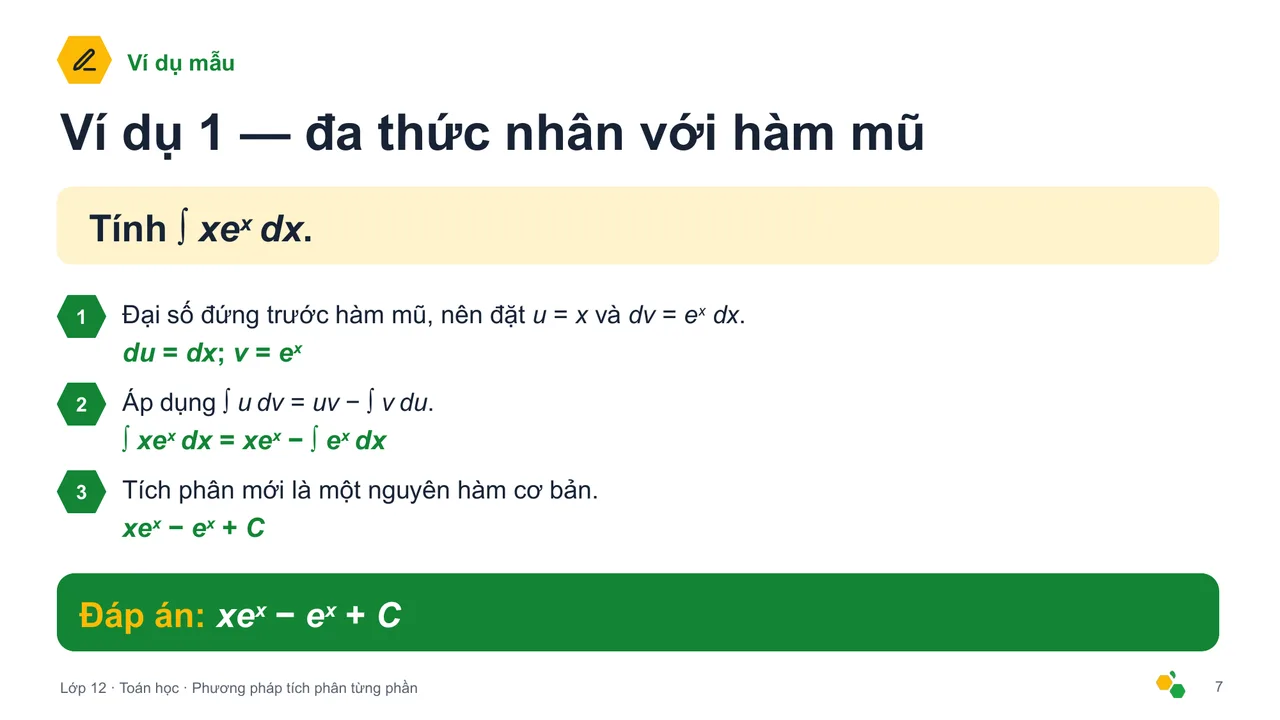 Phương pháp tích phân từng phần — Trang chiếu 8
