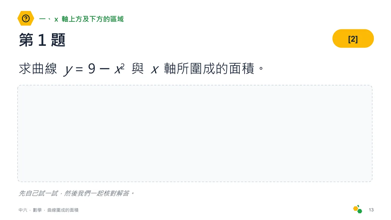 曲線圍成的面積 — 第 15 張投影片