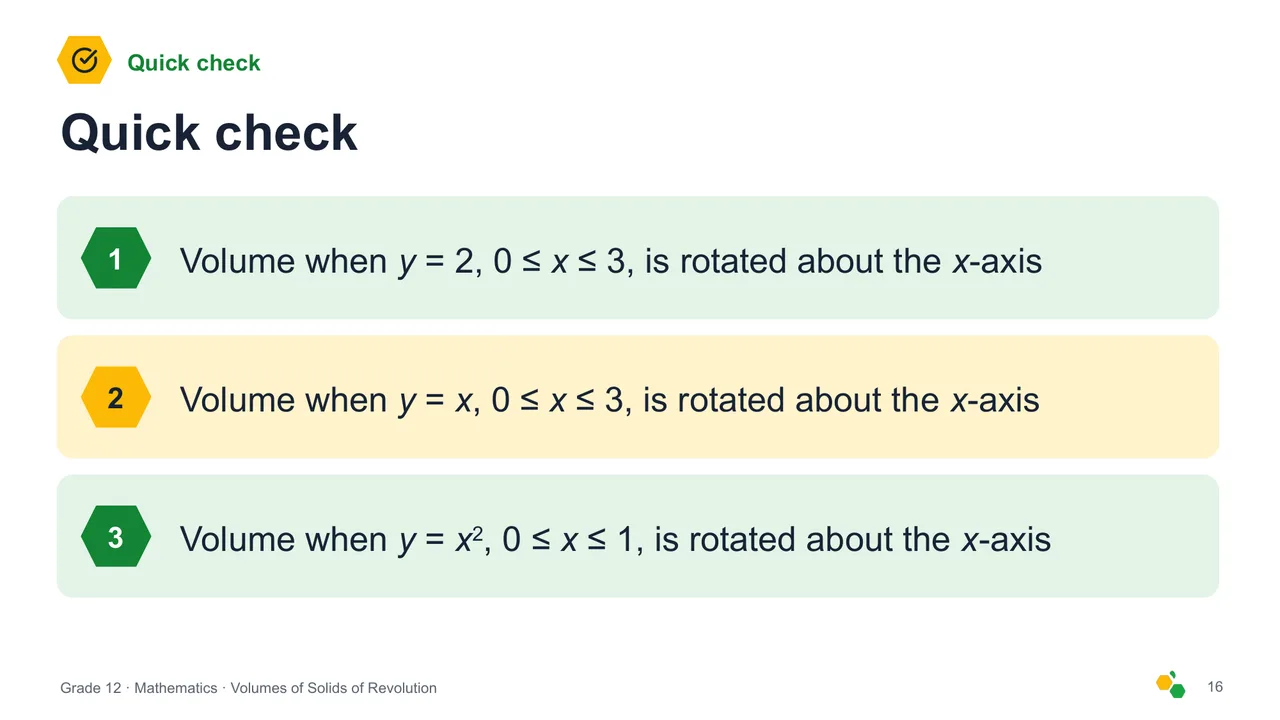 Volumes of Solids of Revolution — Slide 17
