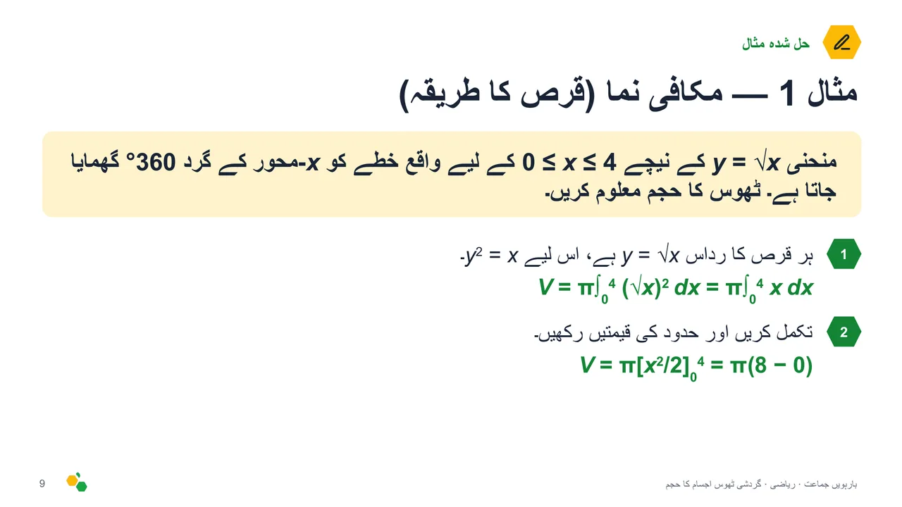 گردشی ٹھوس اجسام کا حجم — سلائیڈ 10