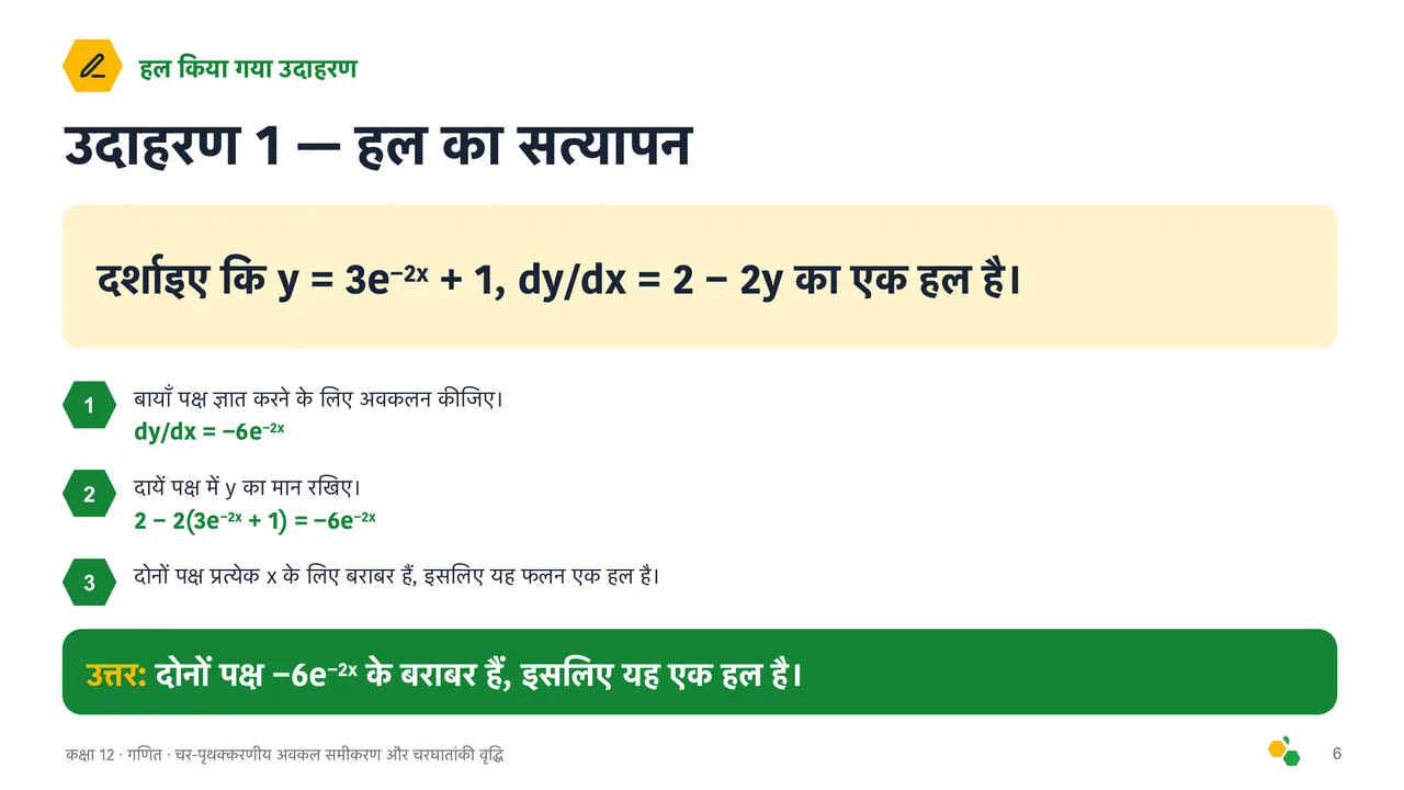 चर-पृथक्करणीय अवकल समीकरण और चरघातांकी वृद्धि — स्लाइड 7