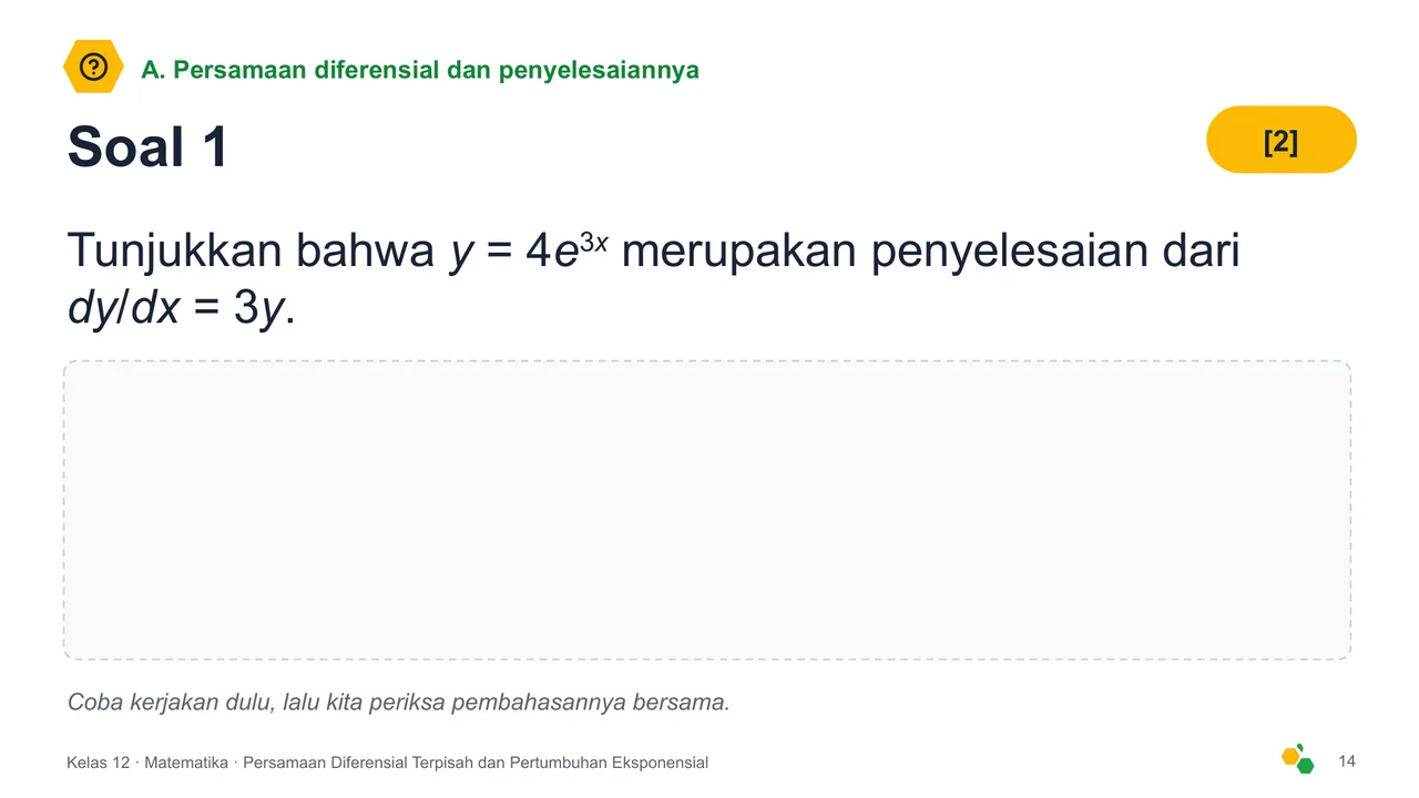 Persamaan Diferensial Terpisah dan Pertumbuhan Eksponensial — Slide ke-16