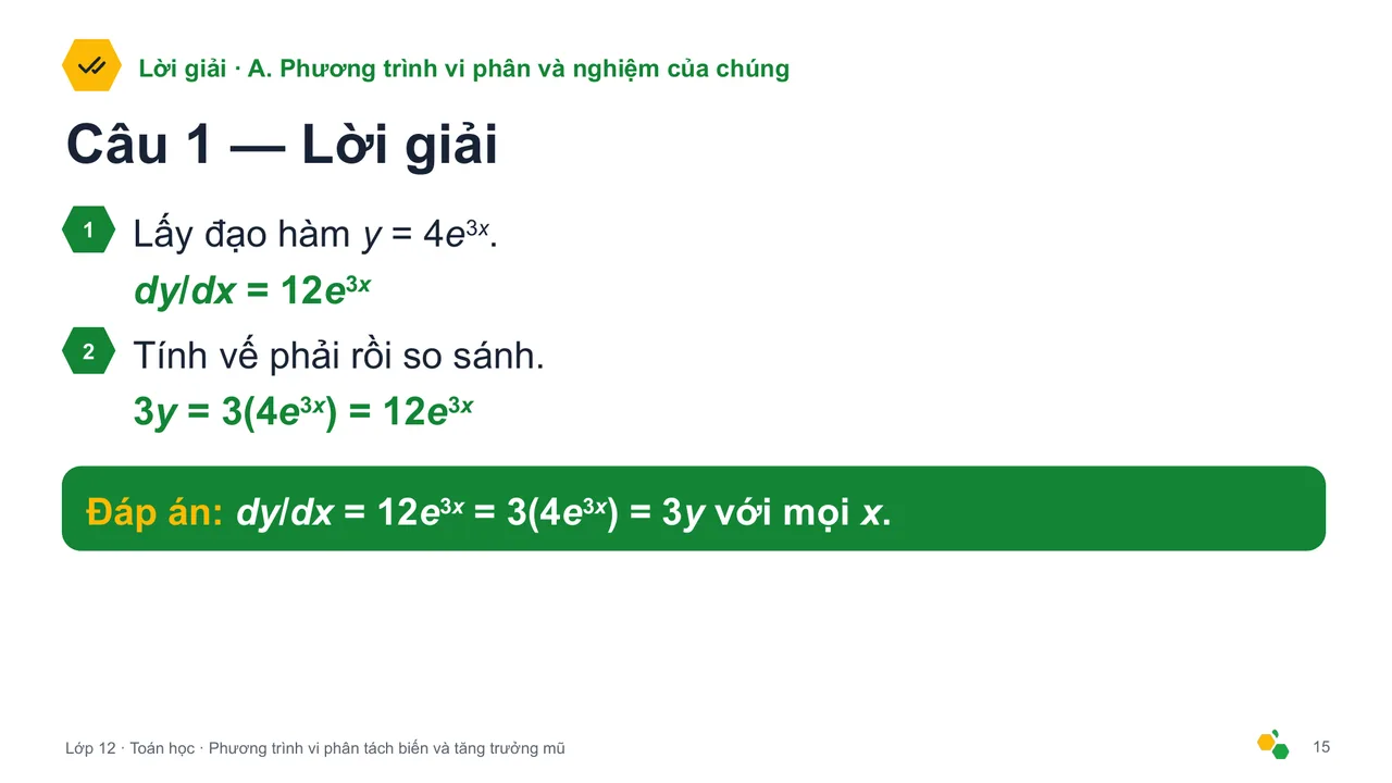 Phương trình vi phân tách biến và tăng trưởng mũ — Trang chiếu 17