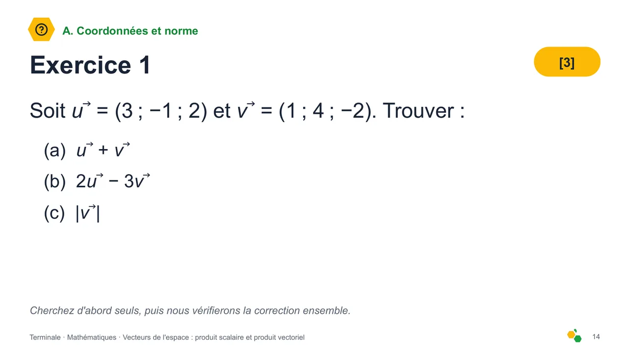 Vecteurs de l'espace : produit scalaire et produit vectoriel — Diapositive 16