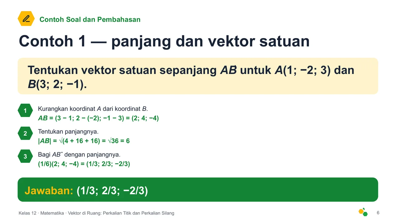 Vektor di Ruang: Perkalian Titik dan Perkalian Silang — Slide ke-7