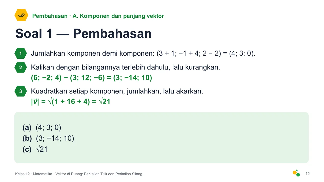 Vektor di Ruang: Perkalian Titik dan Perkalian Silang — Slide ke-17