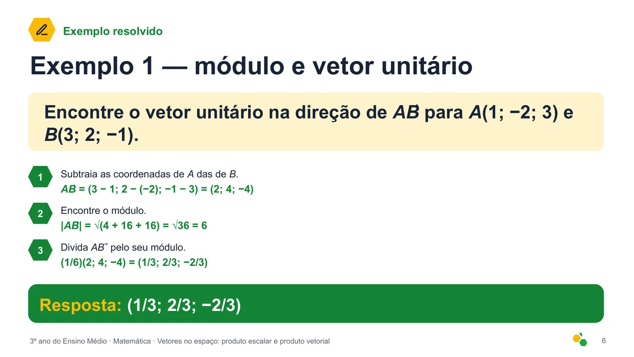 Vetores no espaço: produto escalar e produto vetorial — Slide 7