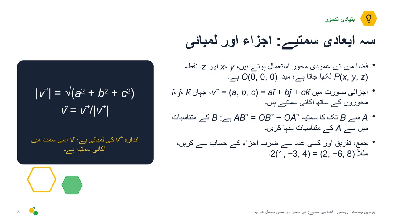 فضا میں سمتیے: غیر سمتی اور سمتی حاصل ضرب — سلائیڈ 4