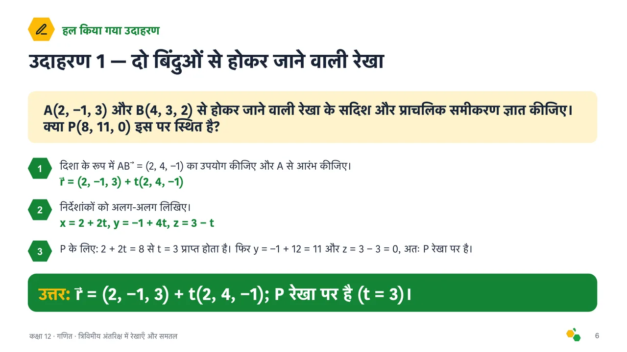 त्रिविमीय अंतरिक्ष में रेखाएँ और समतल — स्लाइड 7