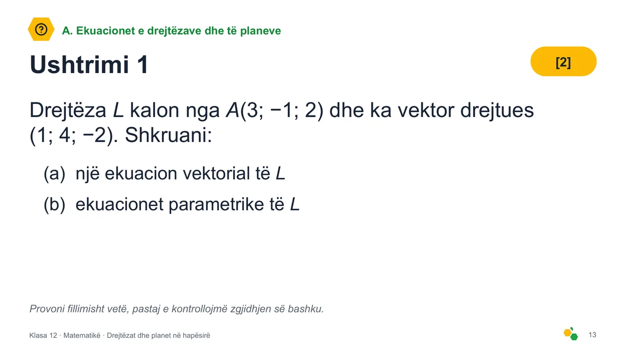 Drejtëzat dhe planet në hapësirë — Slajdi 15