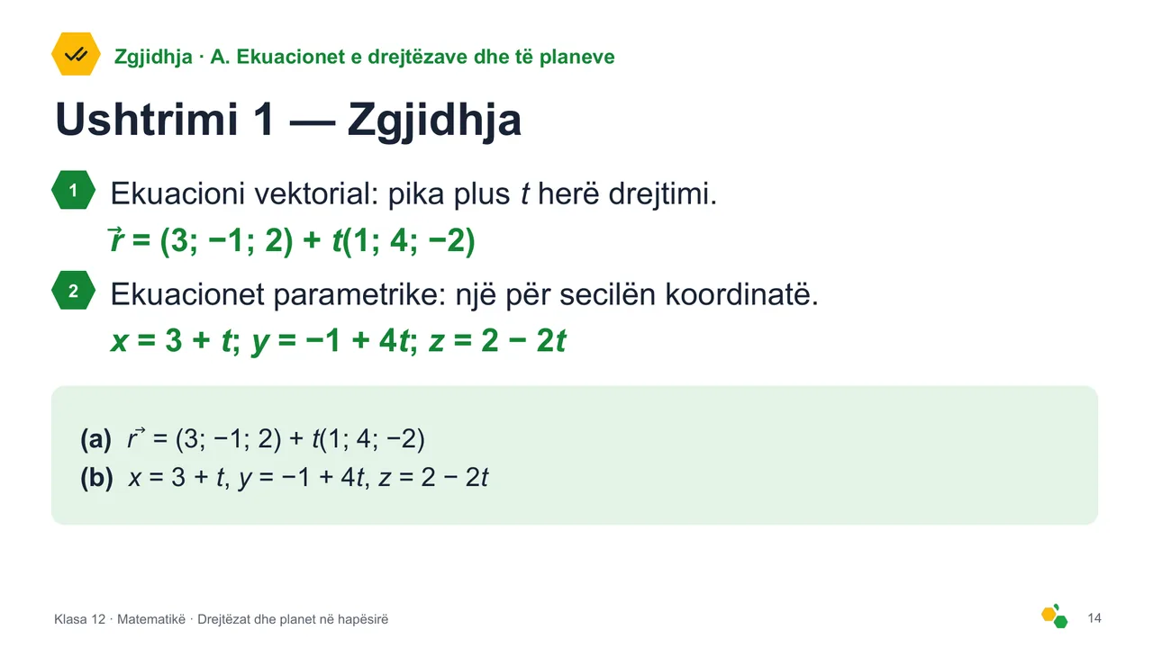 Drejtëzat dhe planet në hapësirë — Slajdi 16