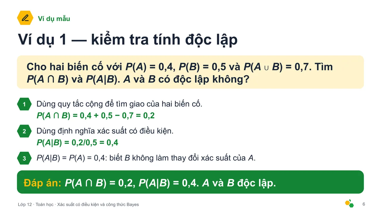 Xác suất có điều kiện và công thức Bayes — Trang chiếu 7