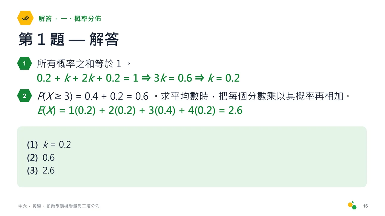 離散型隨機變量與二項分佈 — 第 18 張投影片