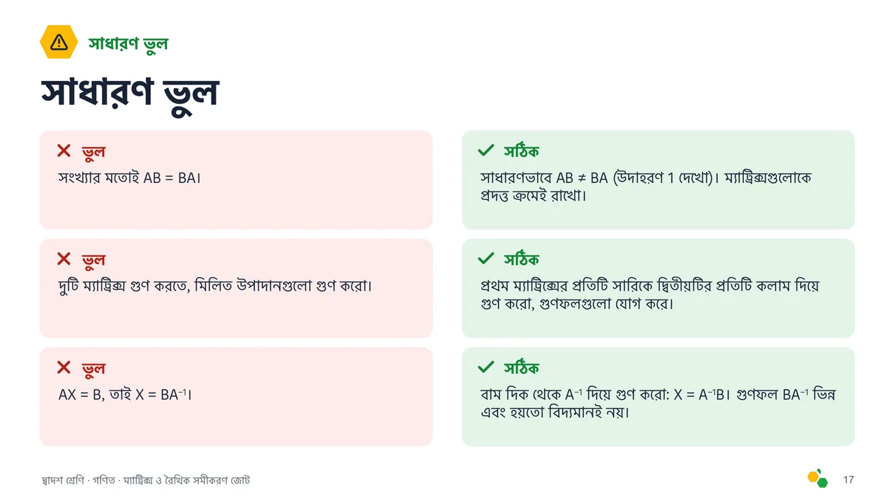 ম্যাট্রিক্স ও রৈখিক সমীকরণ জোট — স্লাইড 18