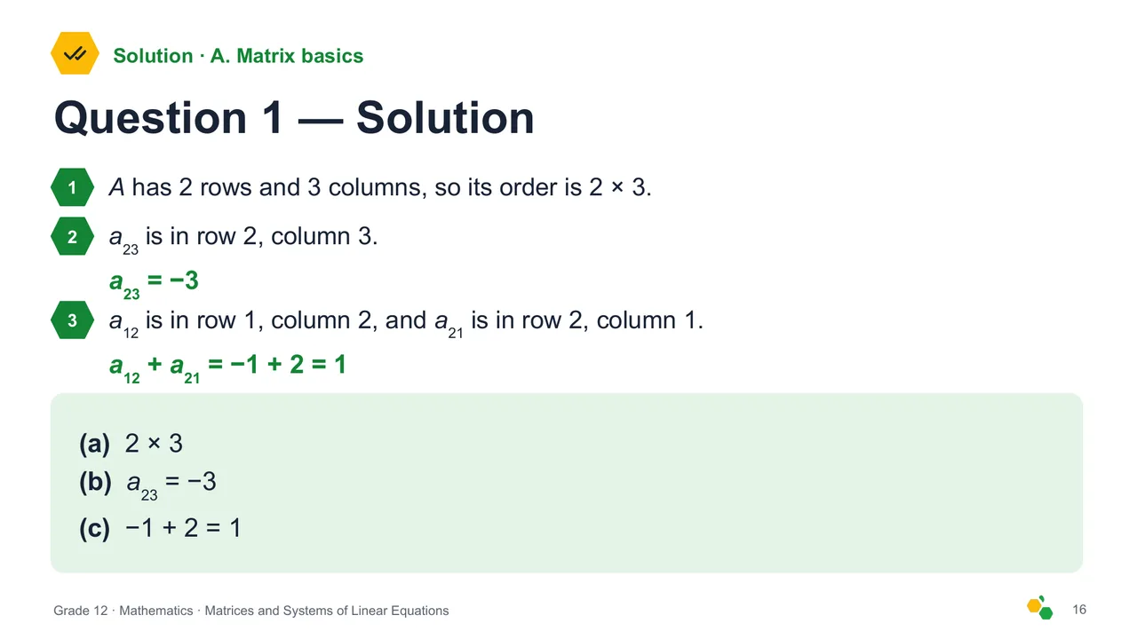 Matrices and Systems of Linear Equations — Slide 18