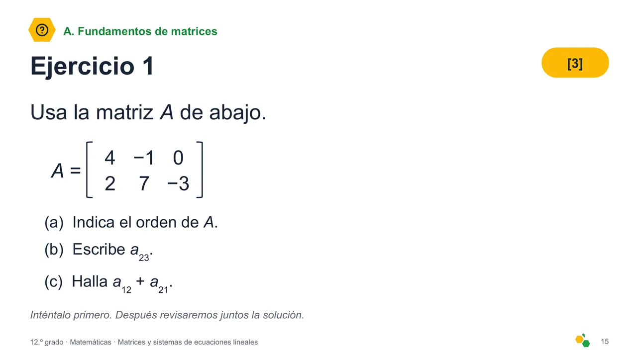 Matrices y sistemas de ecuaciones lineales — Diapositiva 17