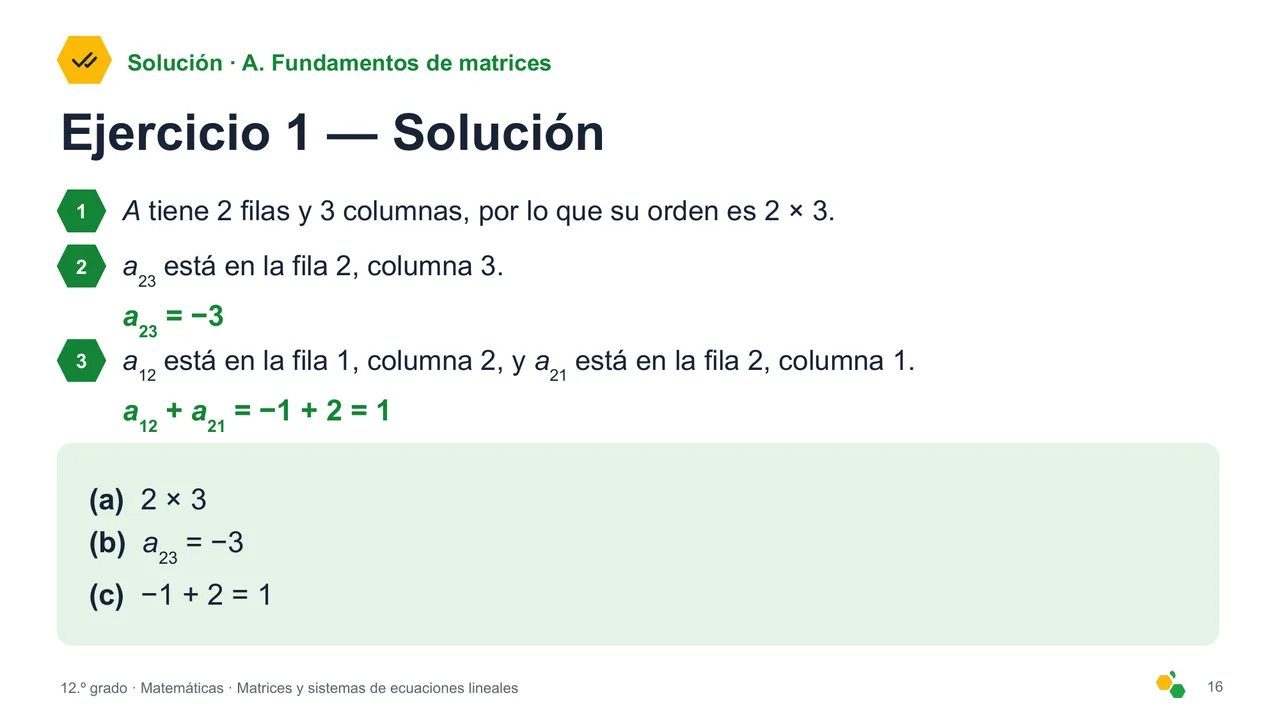 Matrices y sistemas de ecuaciones lineales — Diapositiva 18