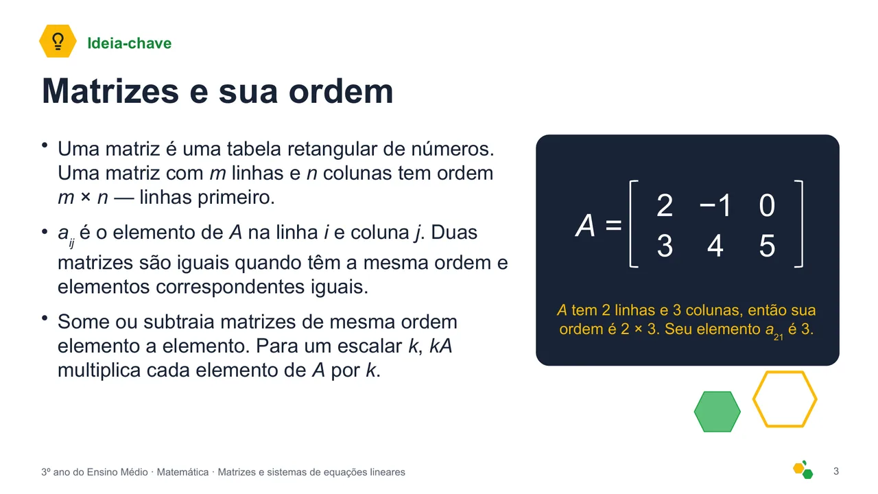 Matrizes e sistemas de equações lineares — Slide 4